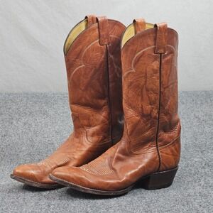 Tony Lama Western Boots 10.5 B Brown Leather Cowboy Vintage Workwear Patina